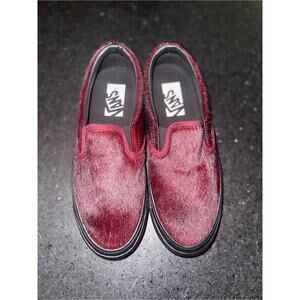 NEW Vans Lx Classic Slip-on 98 Pony Hair Sneakers - Pony Hair Burgundy SZ 7.5